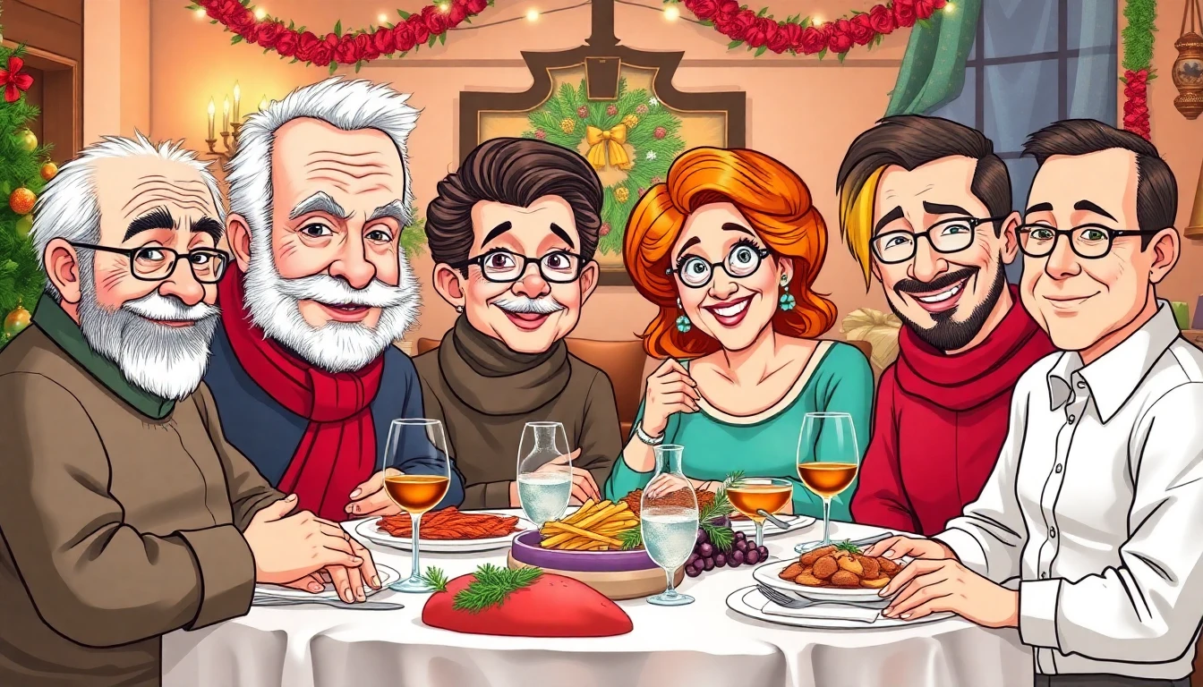 Mesa de Navidad española con familiares discutiendo