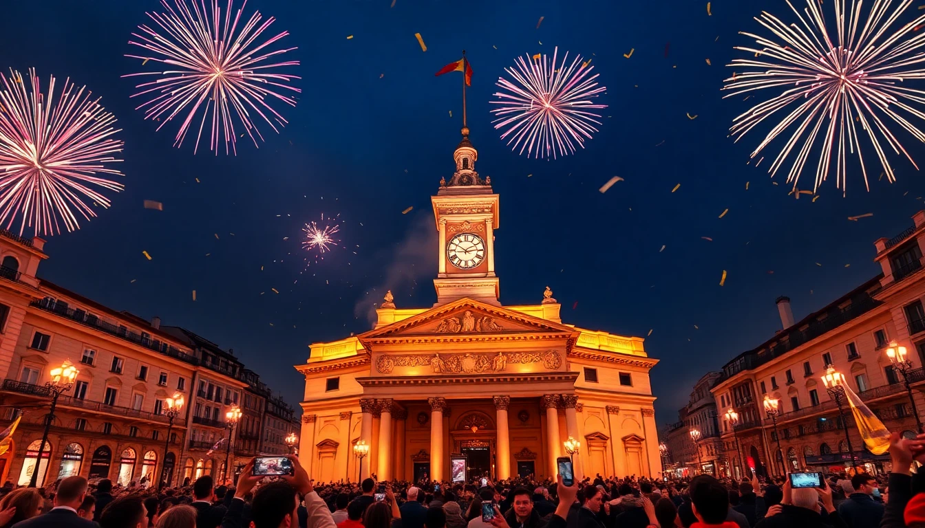 Familia viendo las campanadas en Nochevieja